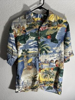 VTG Reyn Spooner Men's Small Button Shirt Hawaiian Lua Spooner Kloth Printed